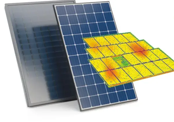 Solarmodul mit Wärmebild-Auswertung